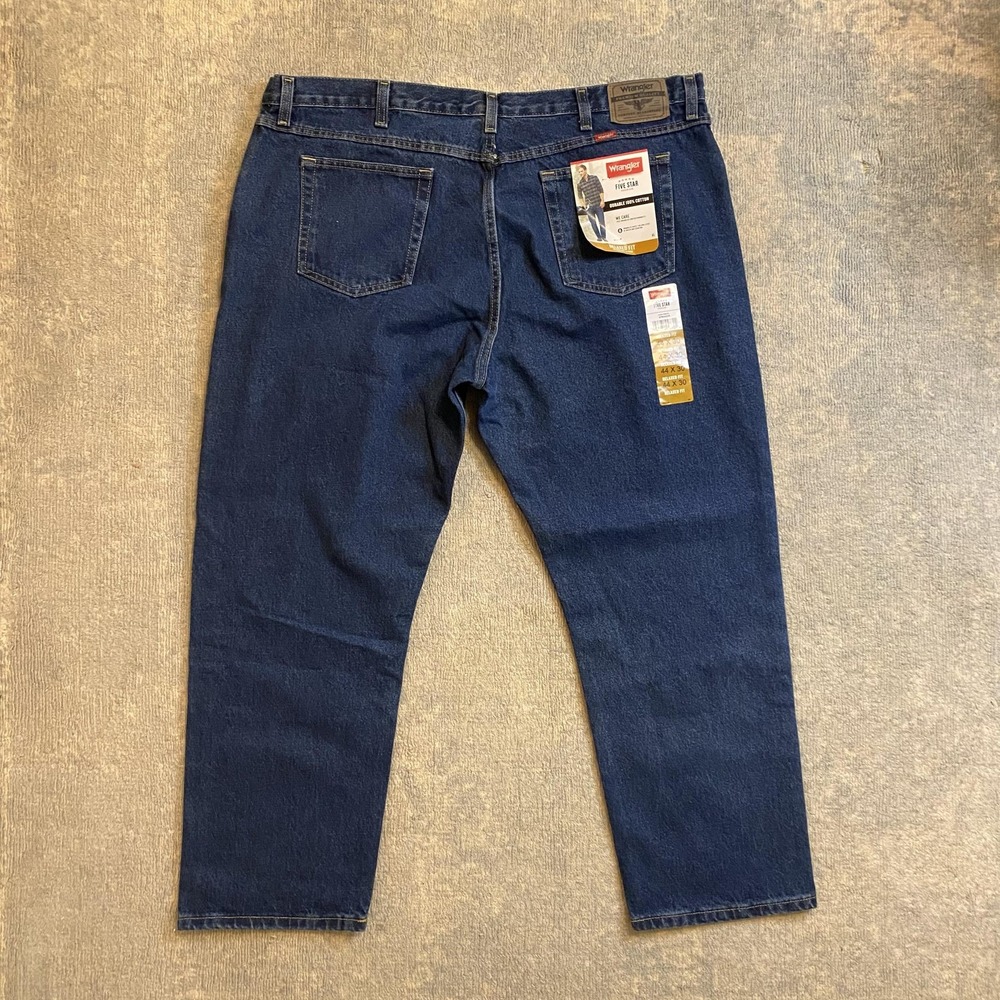 Wrangler Jeans Mens 44x30 Blue Five Star Relaxed Fit Straight Denim Pants